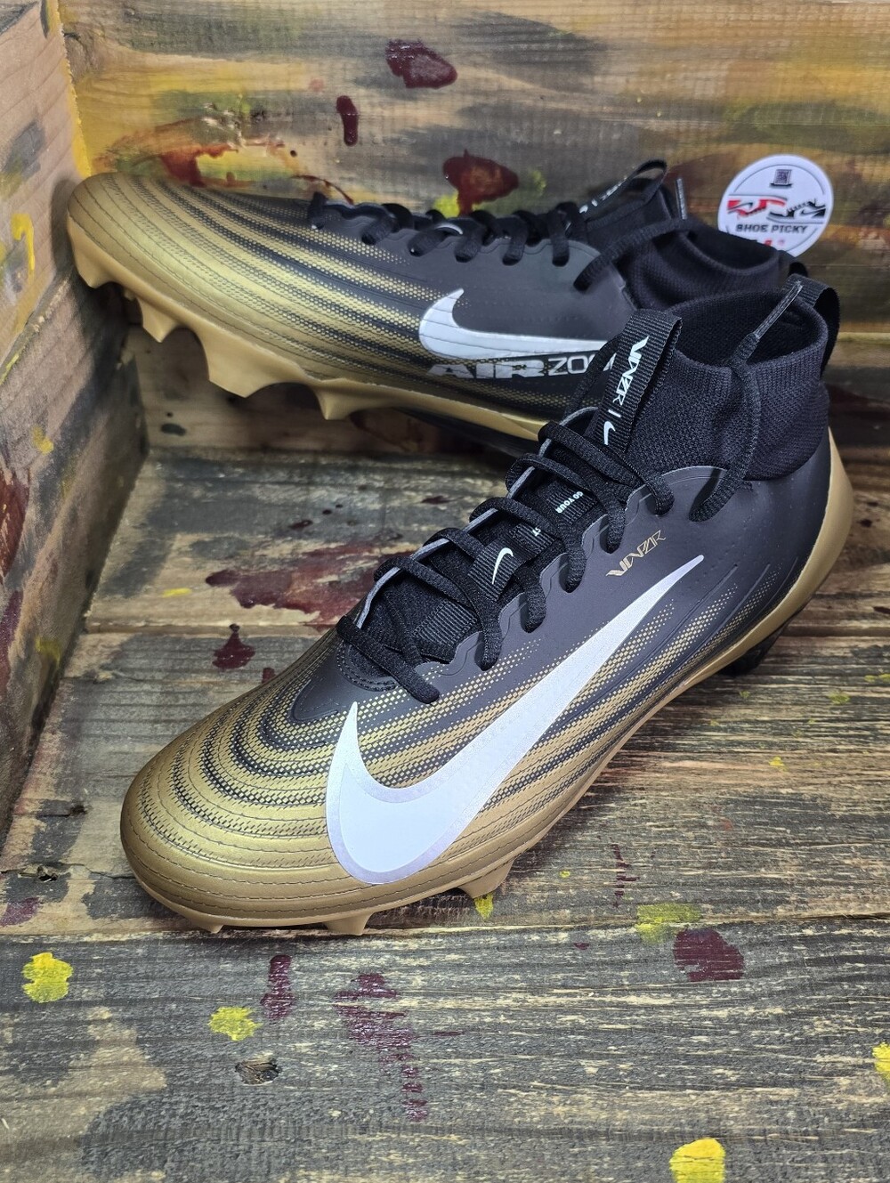 Nike Air Zoom Vapor Pro 1 Football Cleats Black Gold FB3298-003 Men’s Sz 10.5